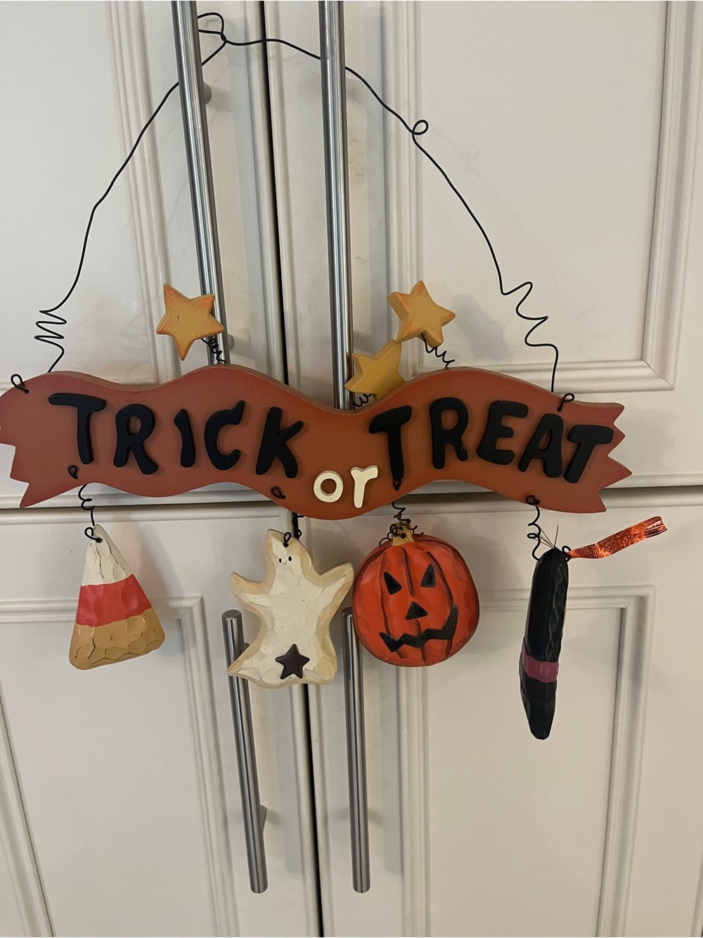 Trick or Treat Halloween Wooden Wall Hanging - Orange